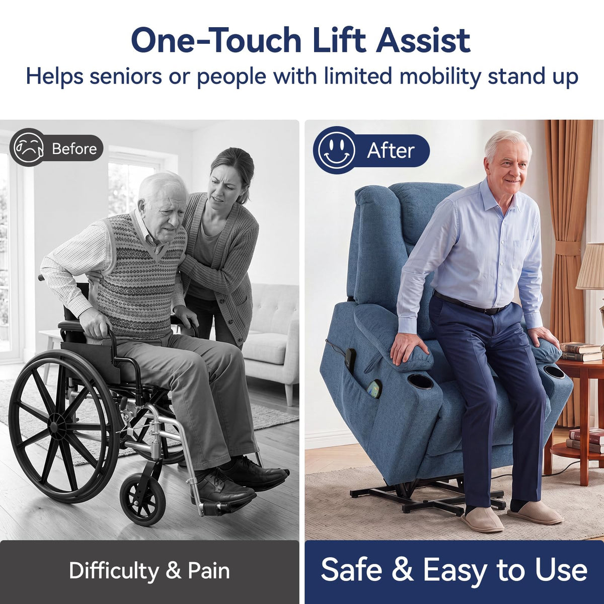 Brage Living Power Lift Recliner Chair for Elderly with Heat and Massage