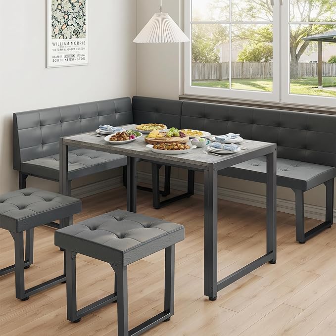 L-Shaped Corner Dining Set with Storage Bench, 5-Piece