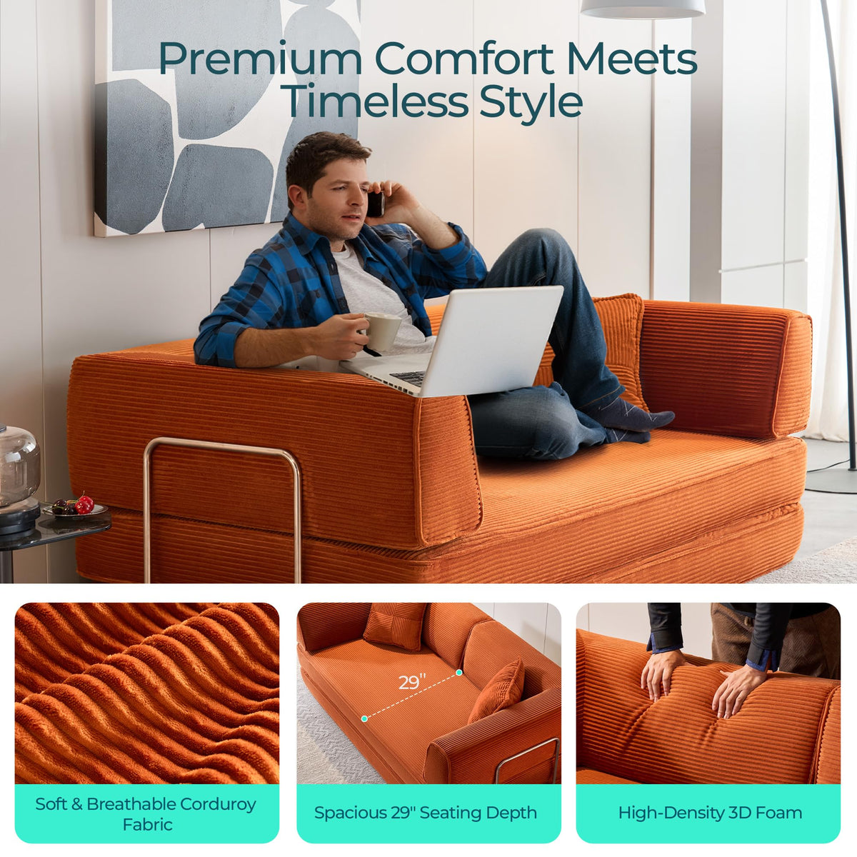 Corduroy Convertible Sofa Bed