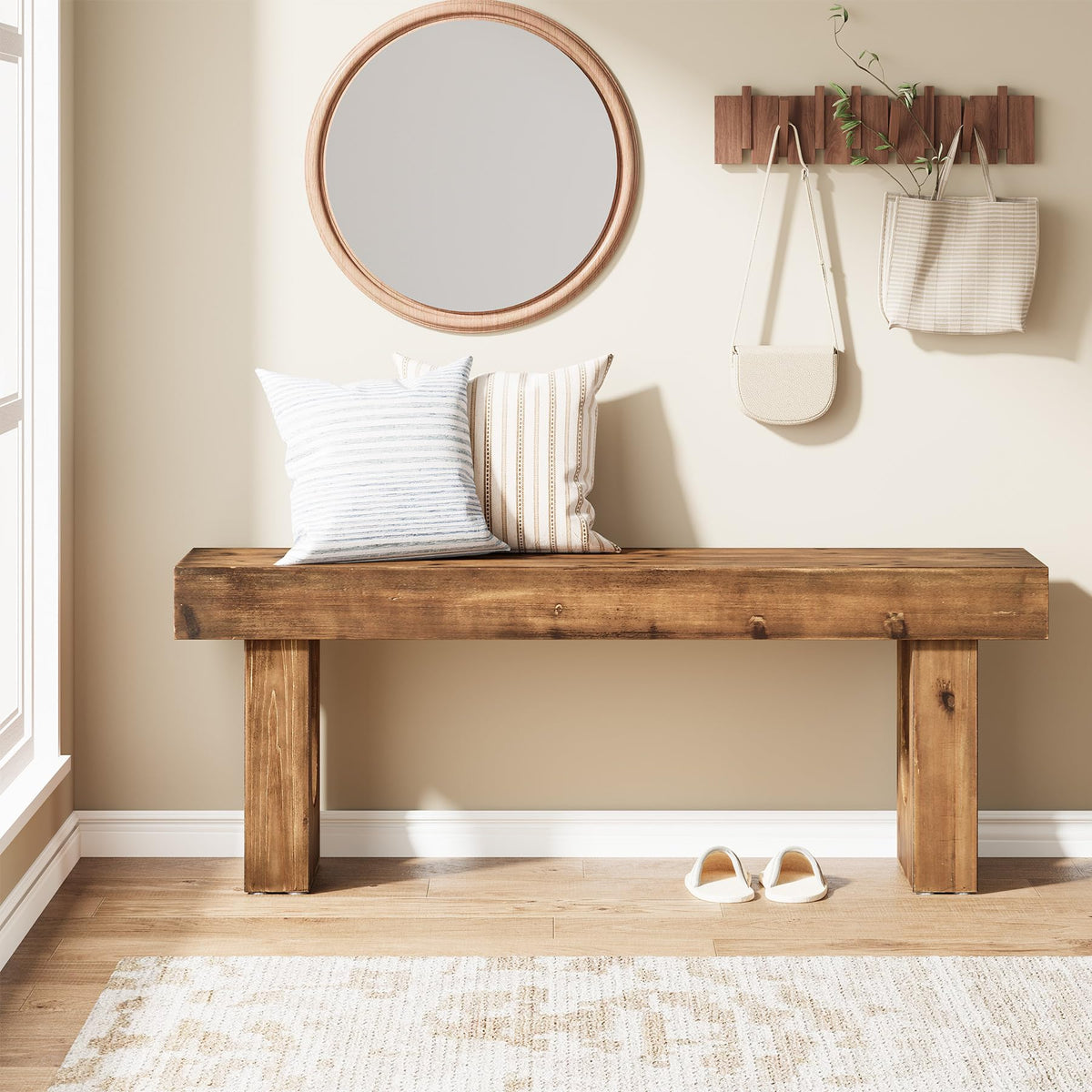 Rustic Wood Entryway Bench