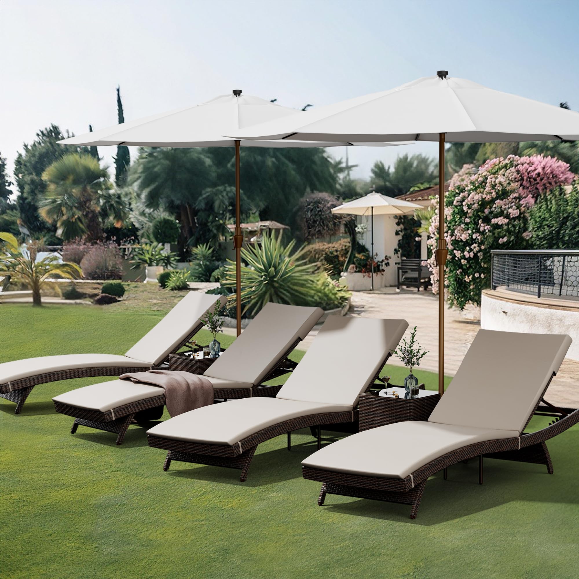 6-Piece Patio Chaise Lounge Set with Adjustable Backrest
