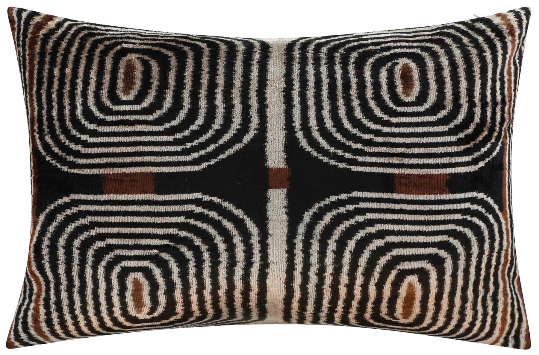 Velvet Geometric Throw Pillow – 16"x24" Black & White