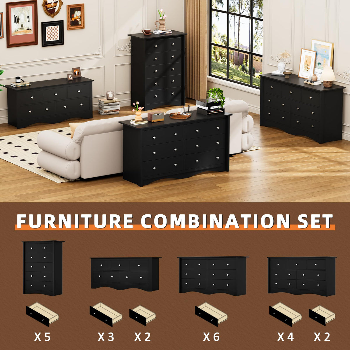 6-Drawer Wood Dresser