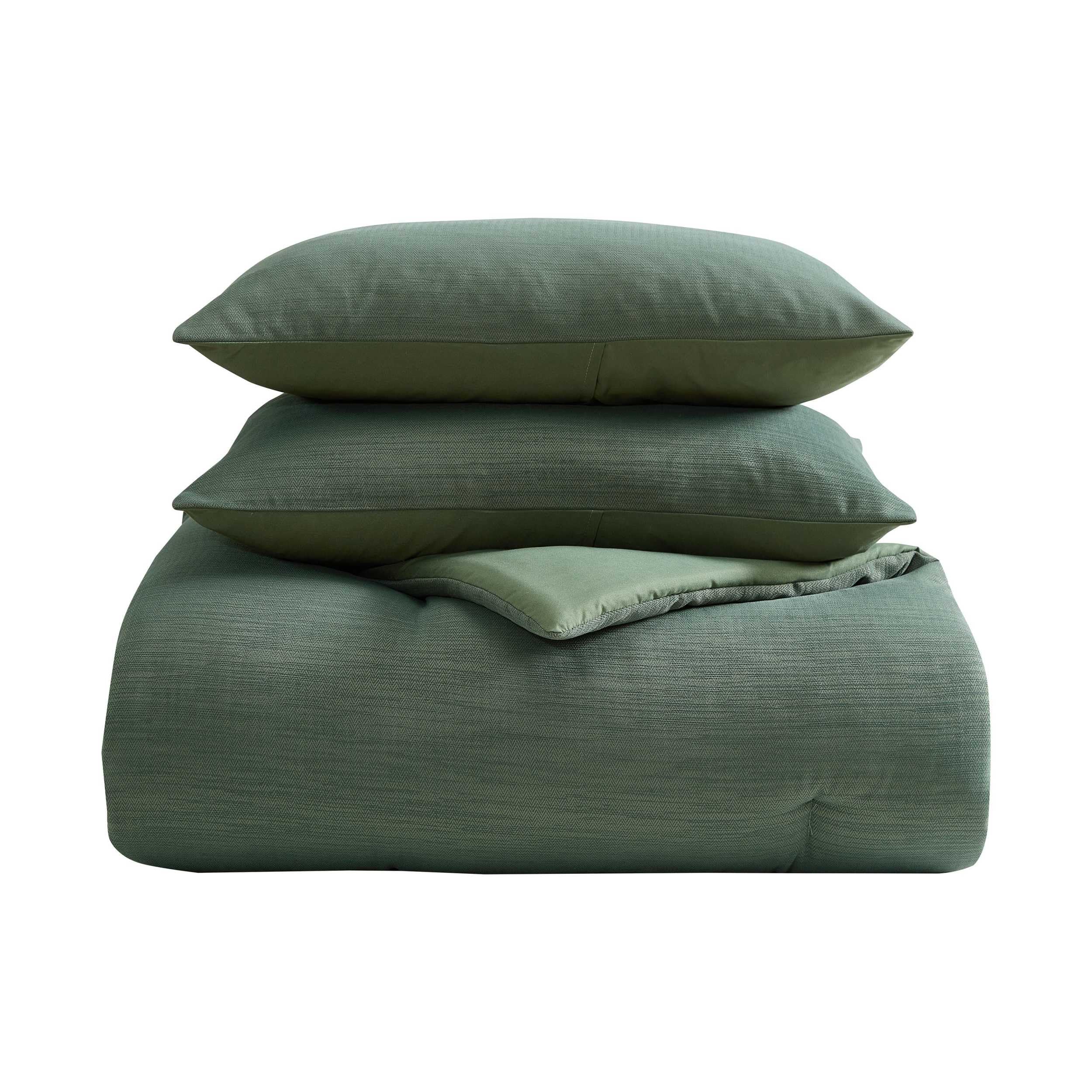 Nautica - Queen Comforter Set, Soft & Smooth Reversible Micro Chevron Woven Bedding w/Matching Pillowcases, 3 Piece Bed Sets (Herringbone Chenille Green)