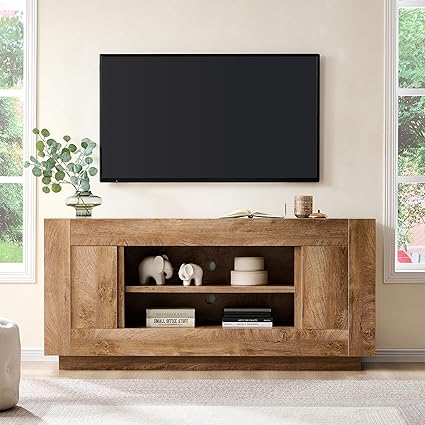 70" TV Stand with Open Storage & Side Cabinets