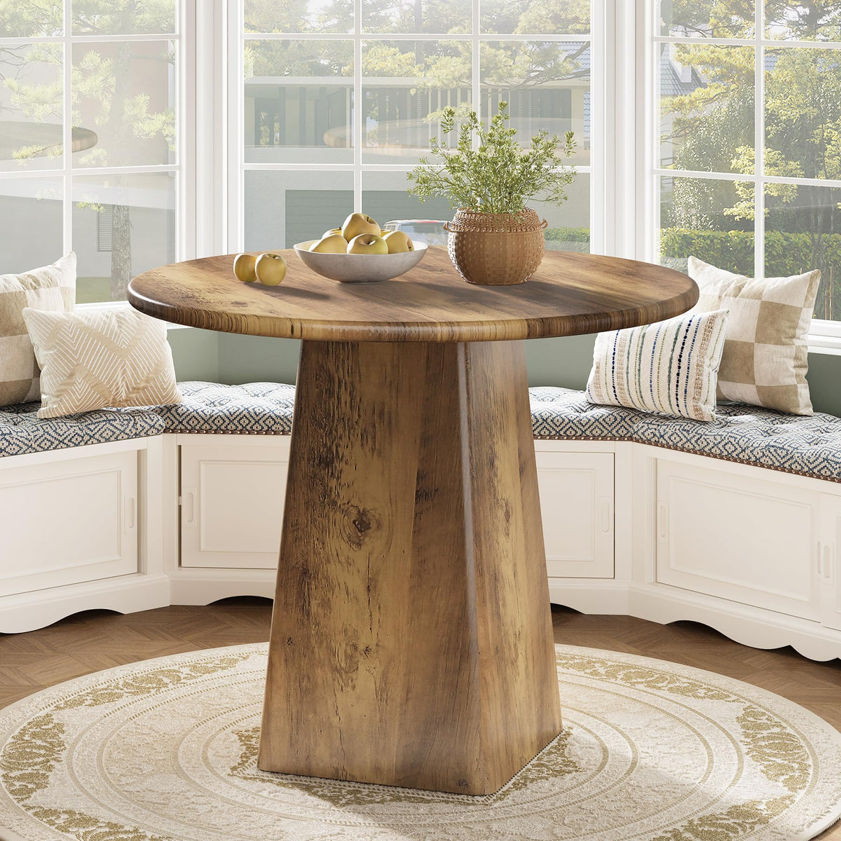 Brown Round Farmhouse Dining Table
