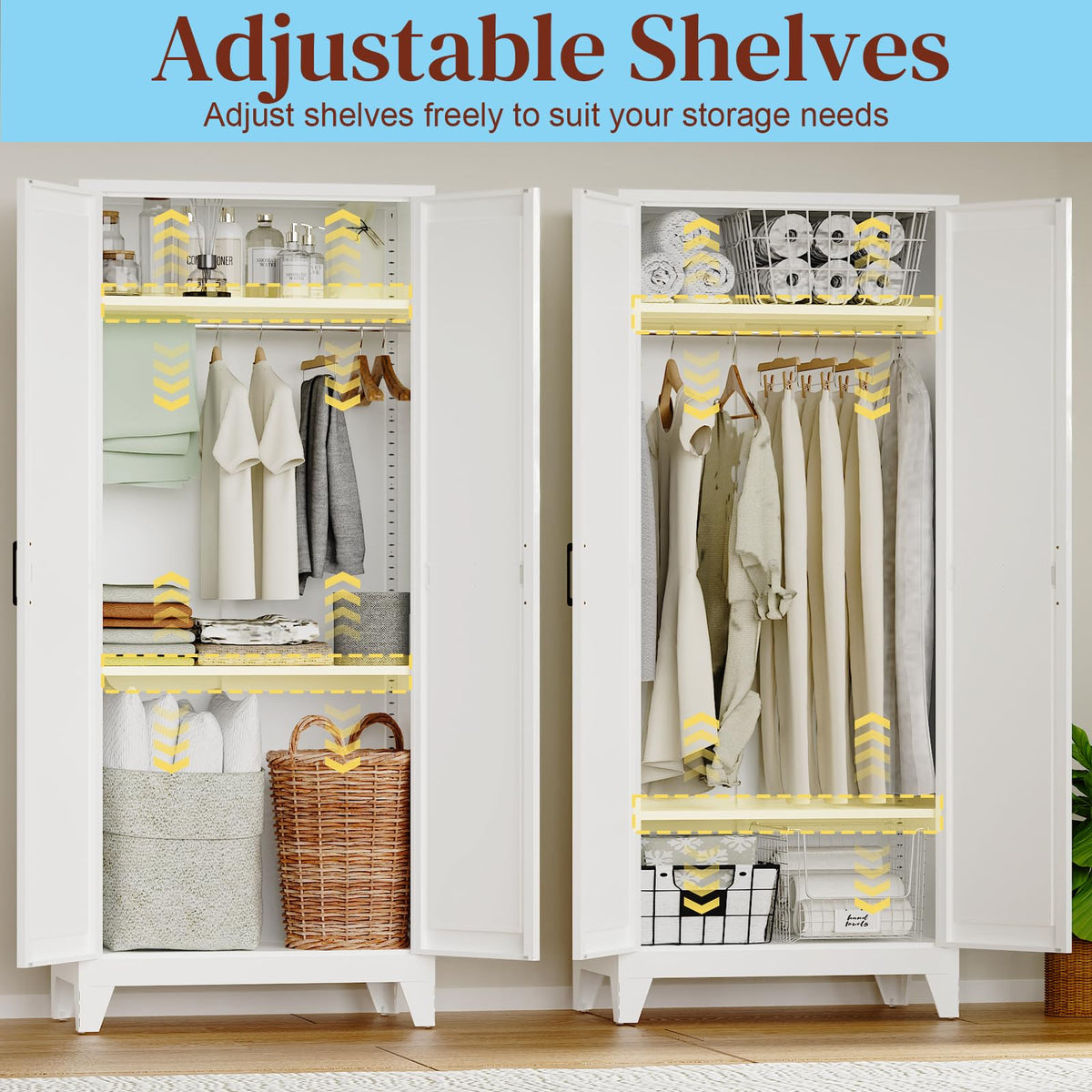 Metal Wardrobe with Hanging Rod