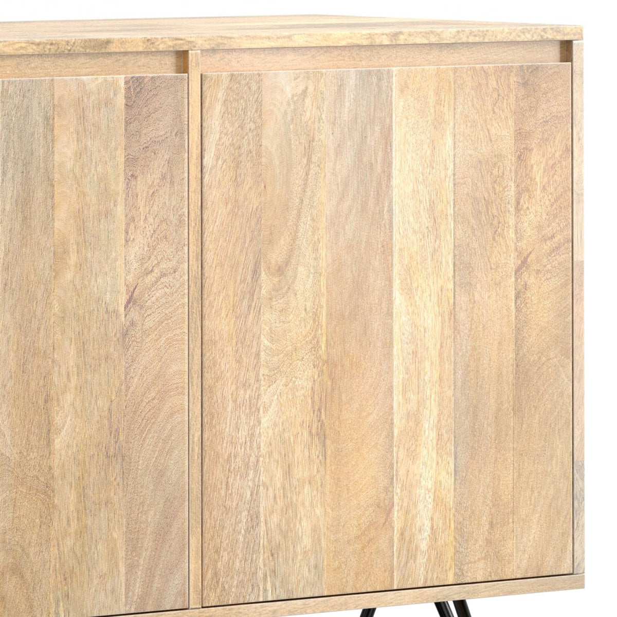 SIMPLIHOME Hunter 60" Wide Solid Mango Wood 3-Door Buffet in Natural