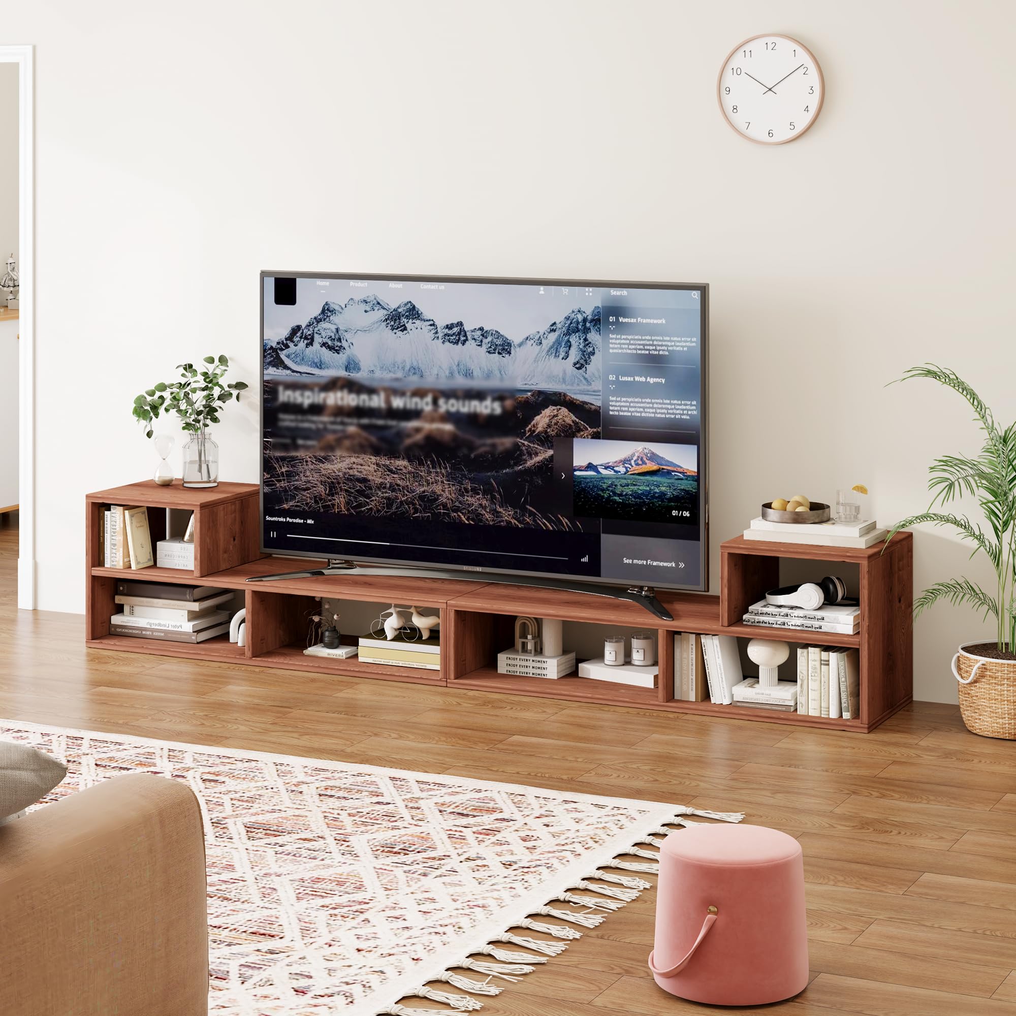 2-Piece Bookshelf TV Stand with Storage