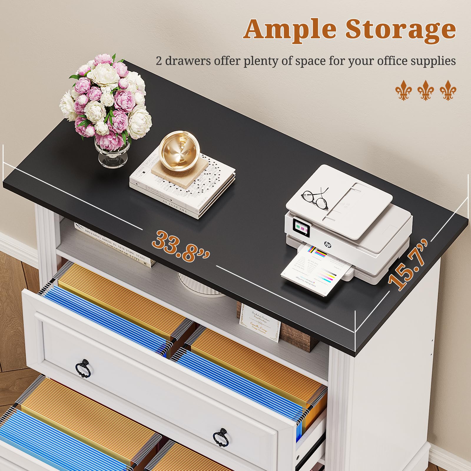 2-Drawer Lateral File Cabinet with Printer Stand
