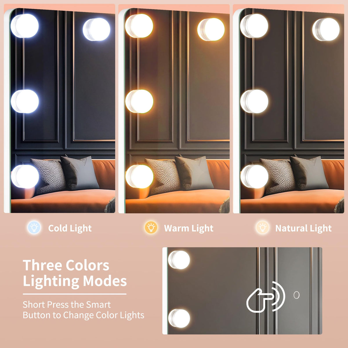 OUYOBO Full Length Mirror with Lights, 83" x 35" Led Standing Mirror, Hollywood Full Body Mirrors with Bulbs, Wall Mounted, 3 Colors Temperature