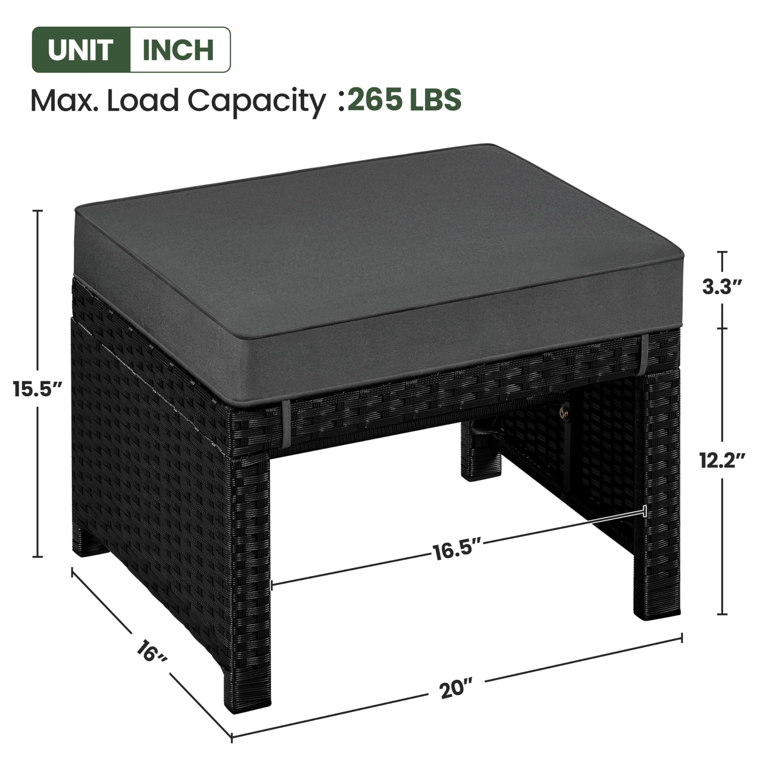 Outdoor Wicker Ottoman Set of 2