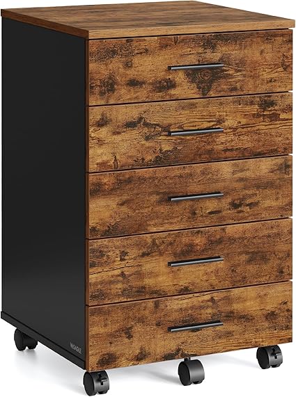 5-Drawer Mobile File Cabinet with Wheels