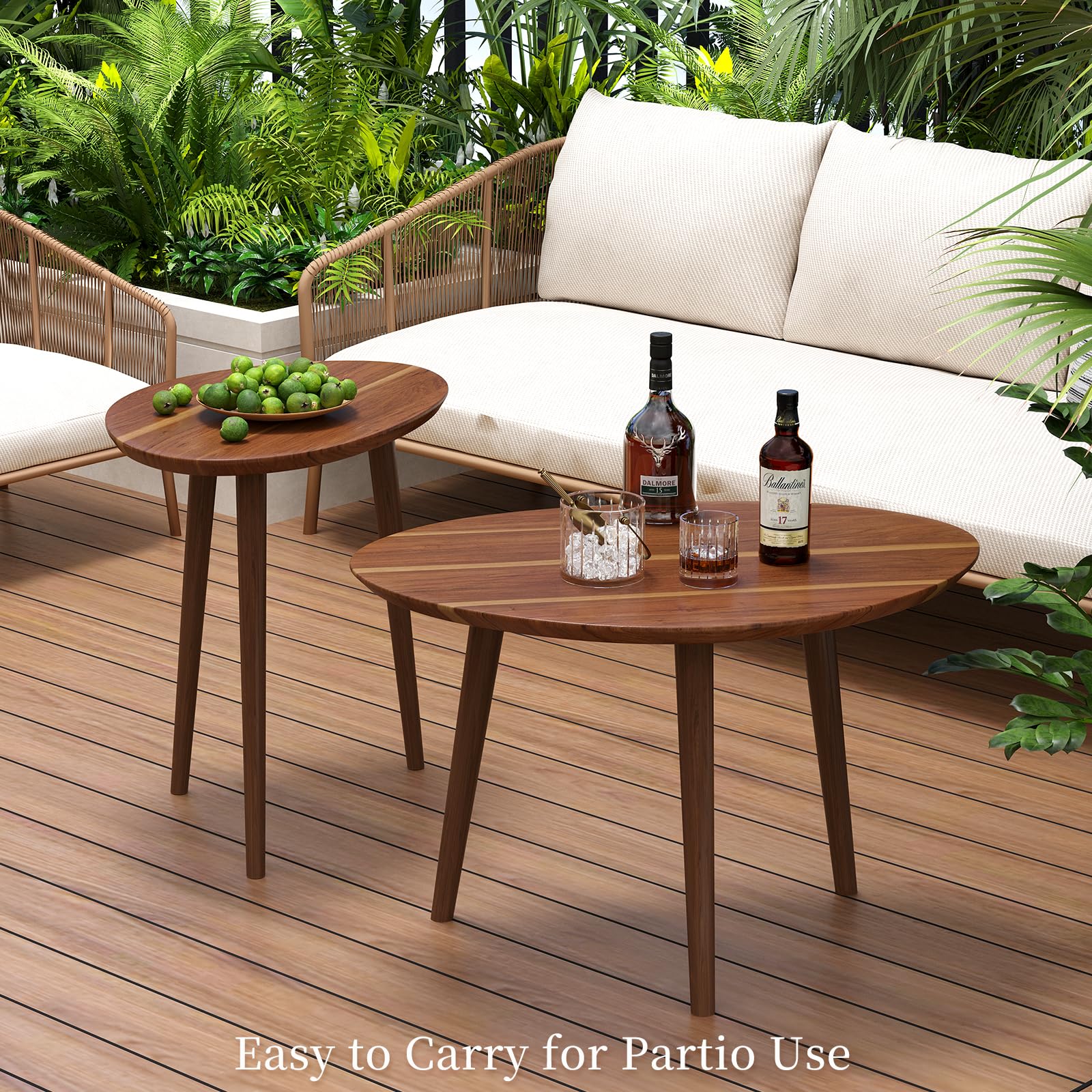 Acacia Wood Nesting Coffee Table Set