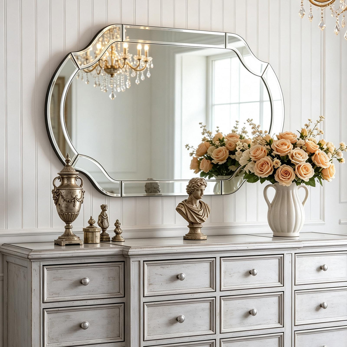 Autdot Decorative Mirrors for Wall Decor, 24" x 36" Large Beveled Wall Mirror for Living Rroom Dining Room Bathroom Bedroom Entryway, Vanity Mirror Hang Horizontally or Vertically