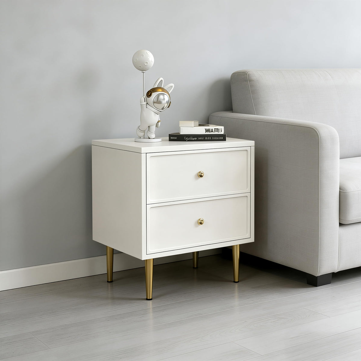 White 2-Drawer Nightstand