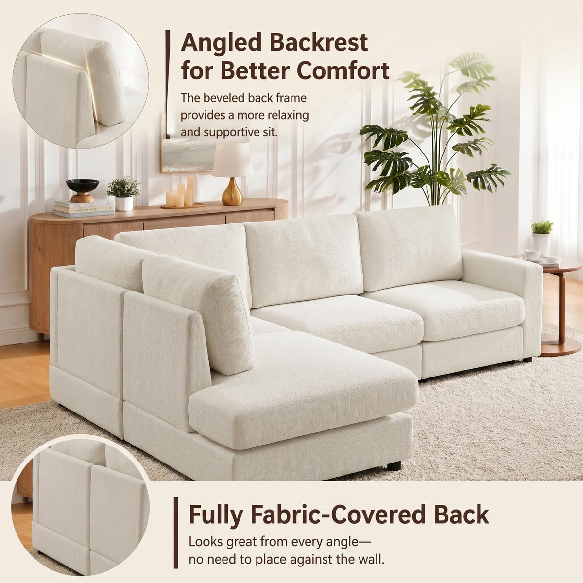 Chenille Sectional Sofa with Reversible Chaise