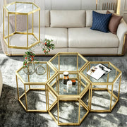 Gold Hexagonal Glass Coffee Table