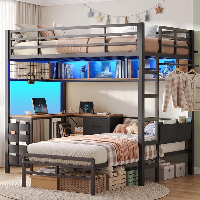 Twin Over Twin Bunk Bed with Desk