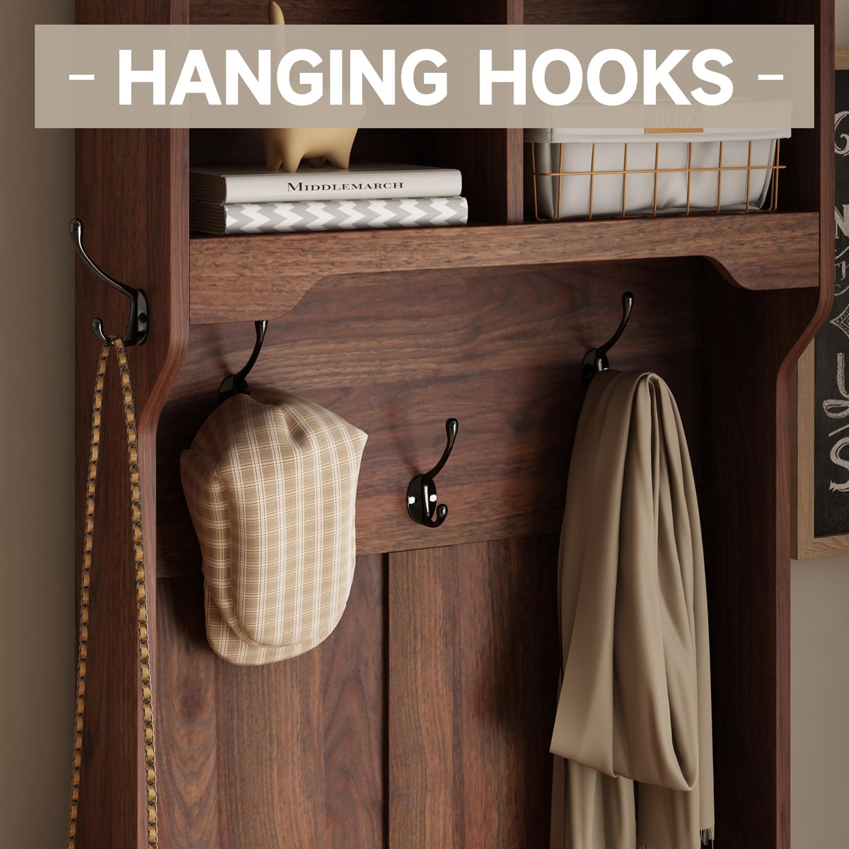 Farmhouse Hall Tree with Shoe Storage