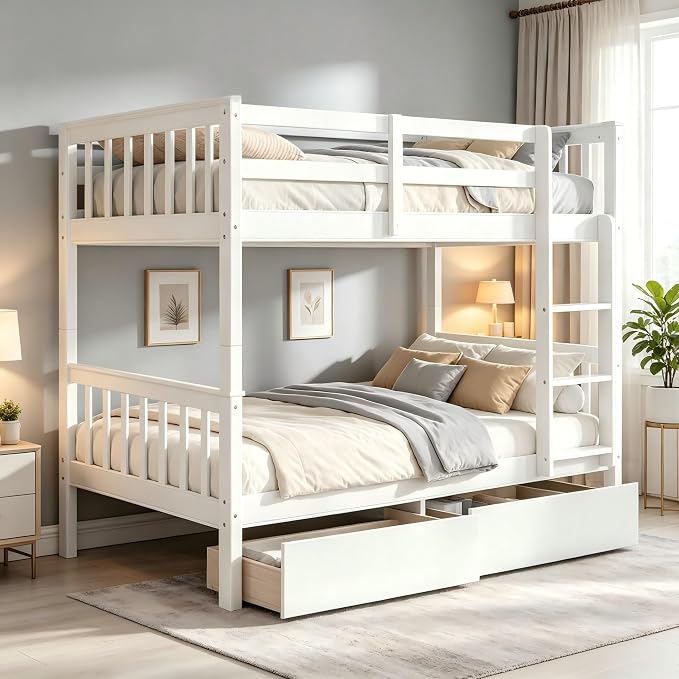Twin Bunk Bed with Storage Drawers