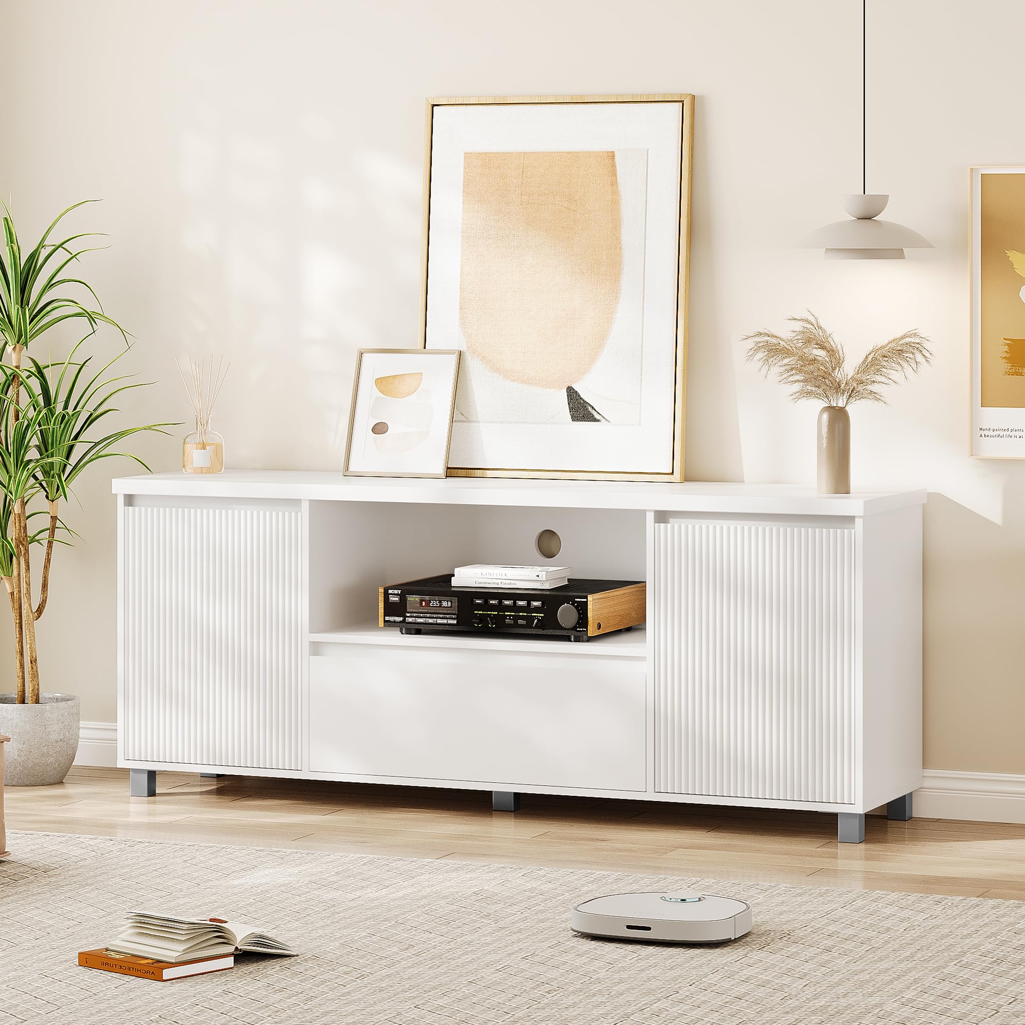 63" Fluted TV Stand with Storage