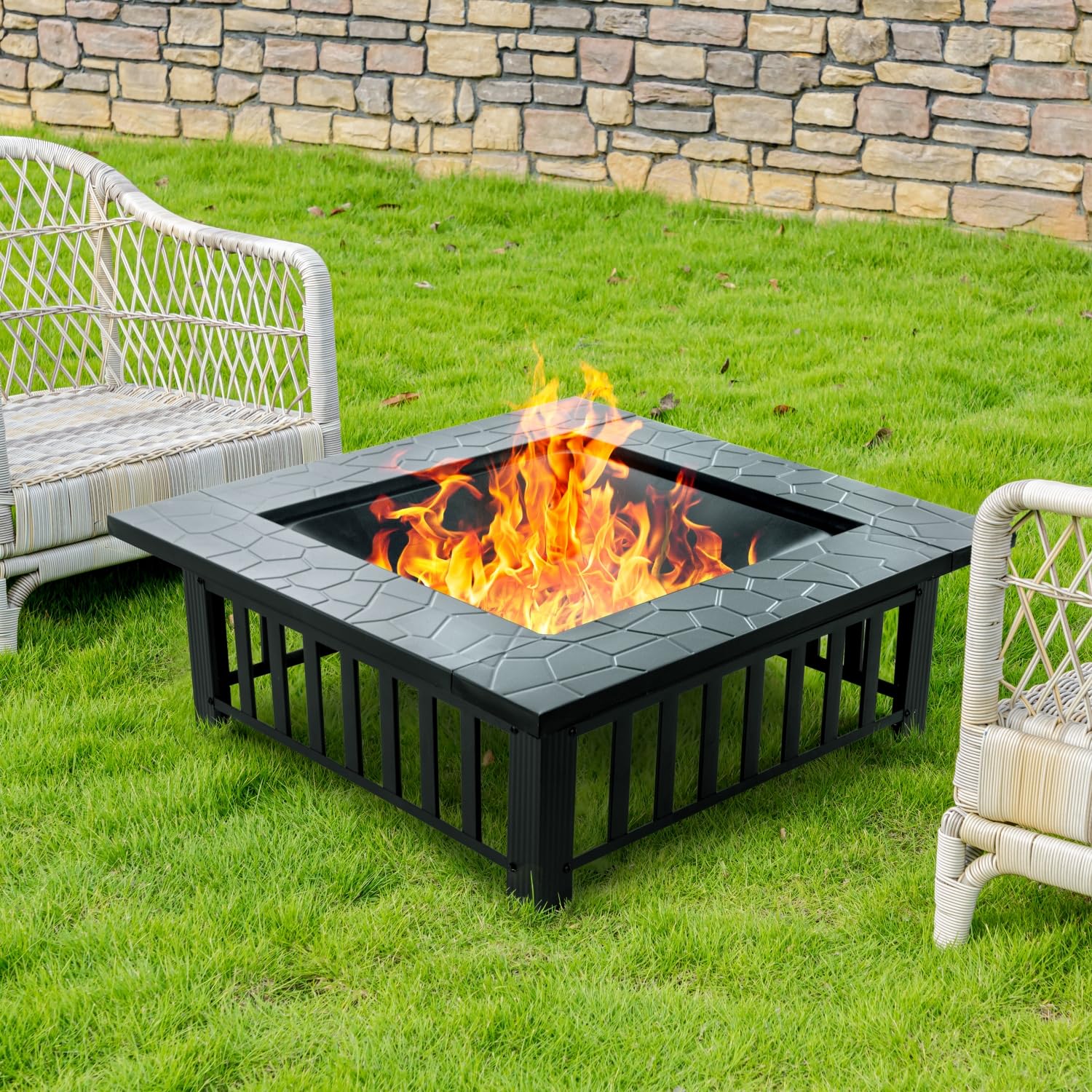 36" Square Outdoor Fire Pit Table