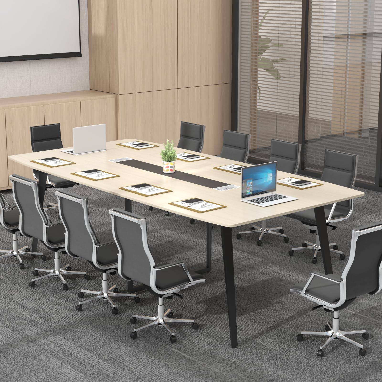 8FT Boat-Shaped Conference Table with Grommet