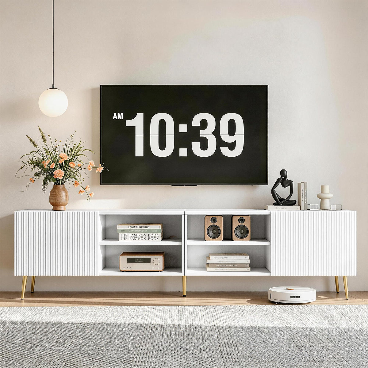 Cavevine 86" Modern TV Stand with Storage, Media Console for TVs Up to 80"