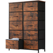 DUMOS 10 Drawer Tall Dresser for Bedroom & Living Room, Brown