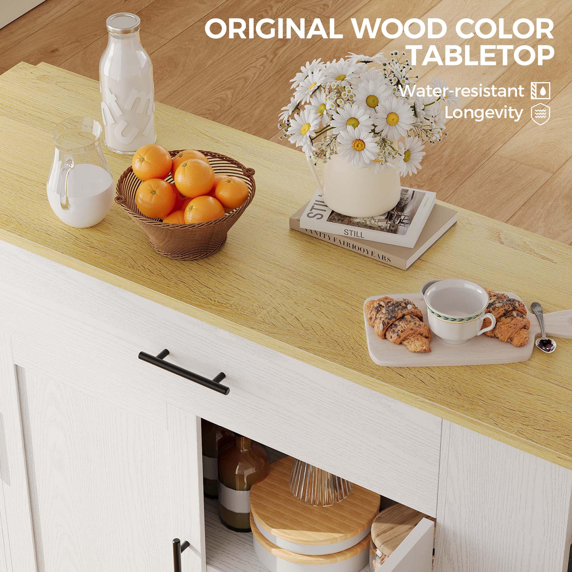 Rolling Kitchen Island Cart with Drop Leaf