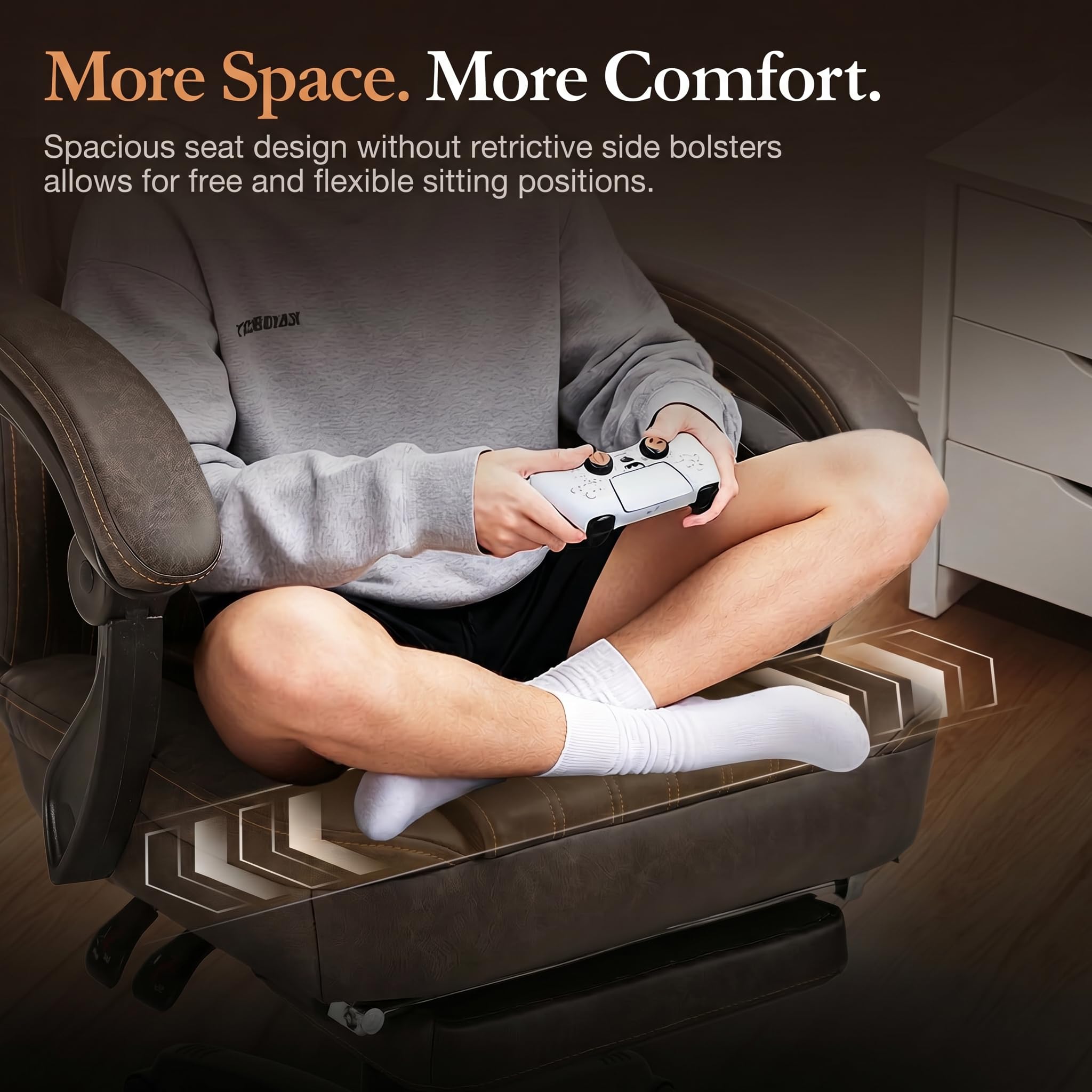 Gaming Chair with Footrest & Massage Lumbar Support