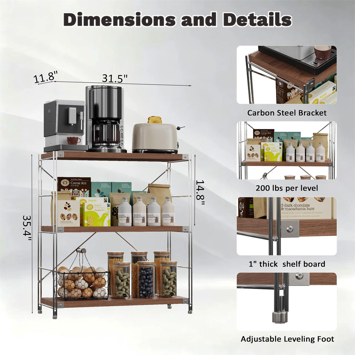 3-Tier Adjustable Industrial Bookshelf