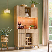 Fluted Bar Cabinet with LED Lights