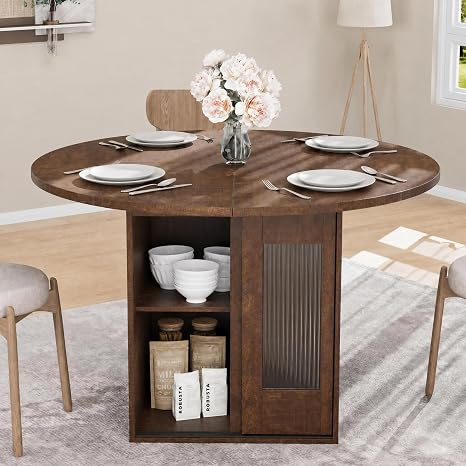 47" Round Dining Table with Storage