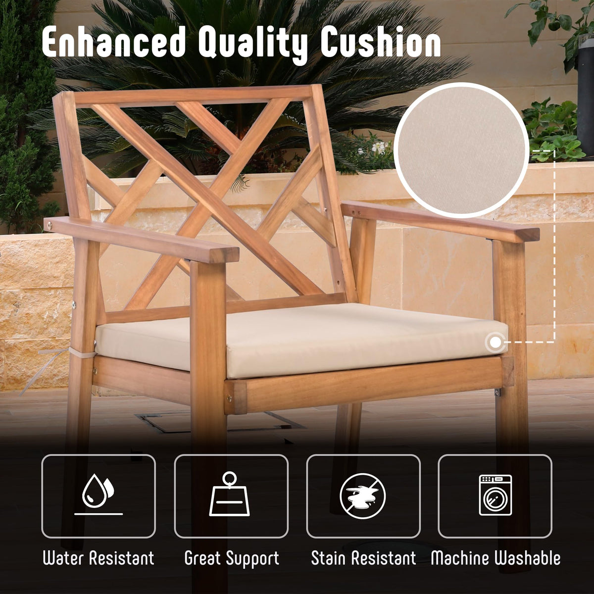 Werph 3-Piece Acacia Wood Outdoor Patio Furniture Set