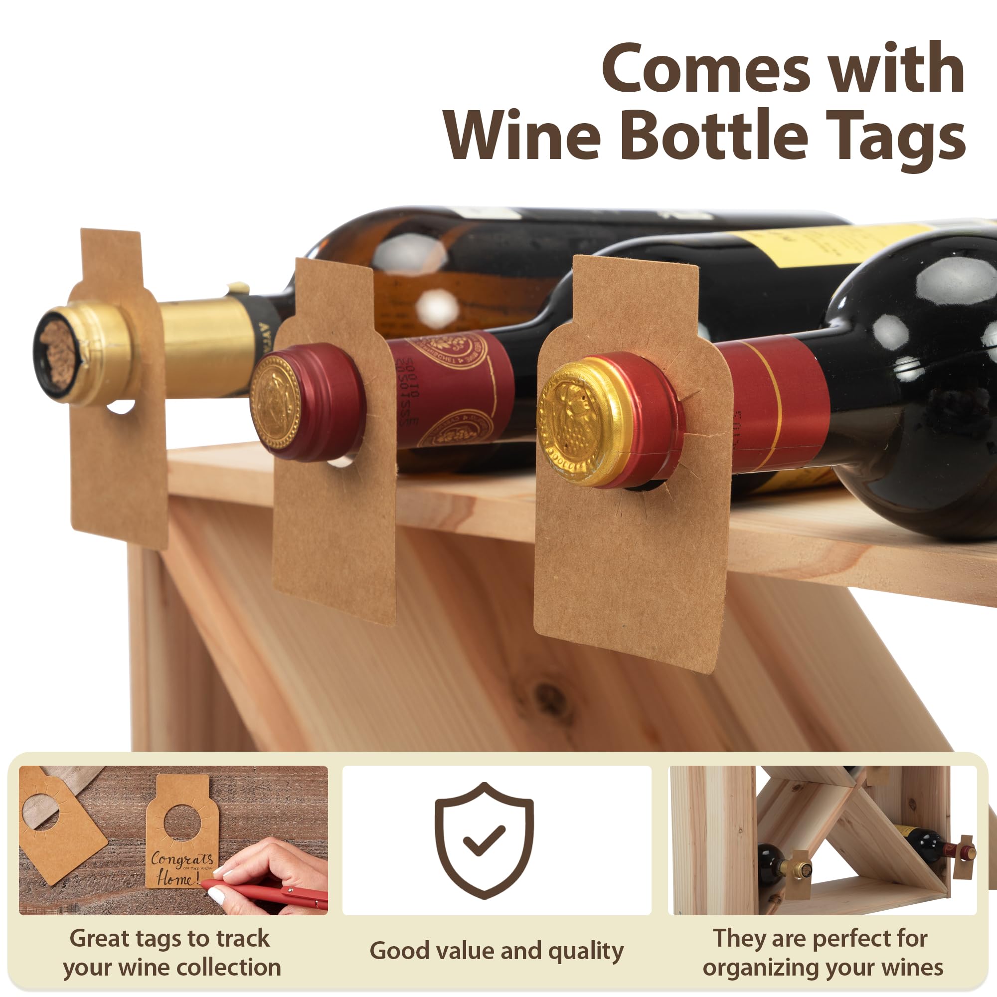 JAXPETY 24 Bottle Wine Rack Holder Compact Cellar Cube Bar Storage Kitchen Decor Wood Display Home,Natural