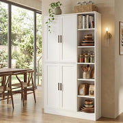 63" Tall Kitchen Pantry Cabinet with 4 Doors & Adjustable Shelves