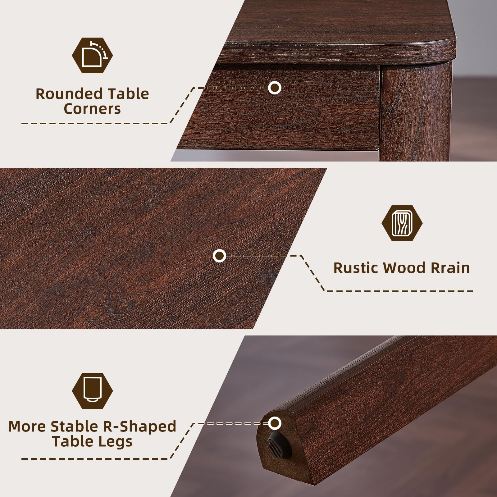 Farmhouse Nesting Coffee Tables Set of 3 – Solid Wood, Rounded Corners