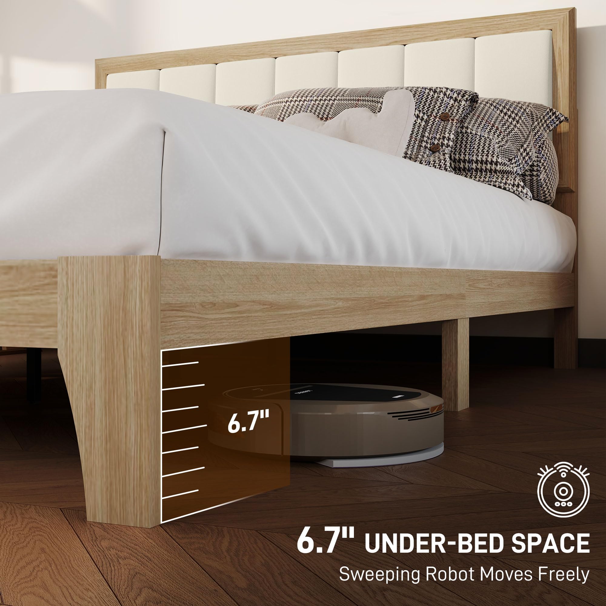 Queen Size Upholstered Platform Bed Frame