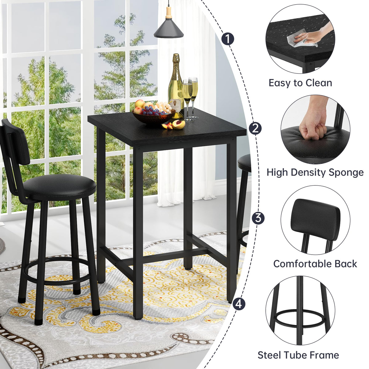 3-Piece Counter-Height Dining Set