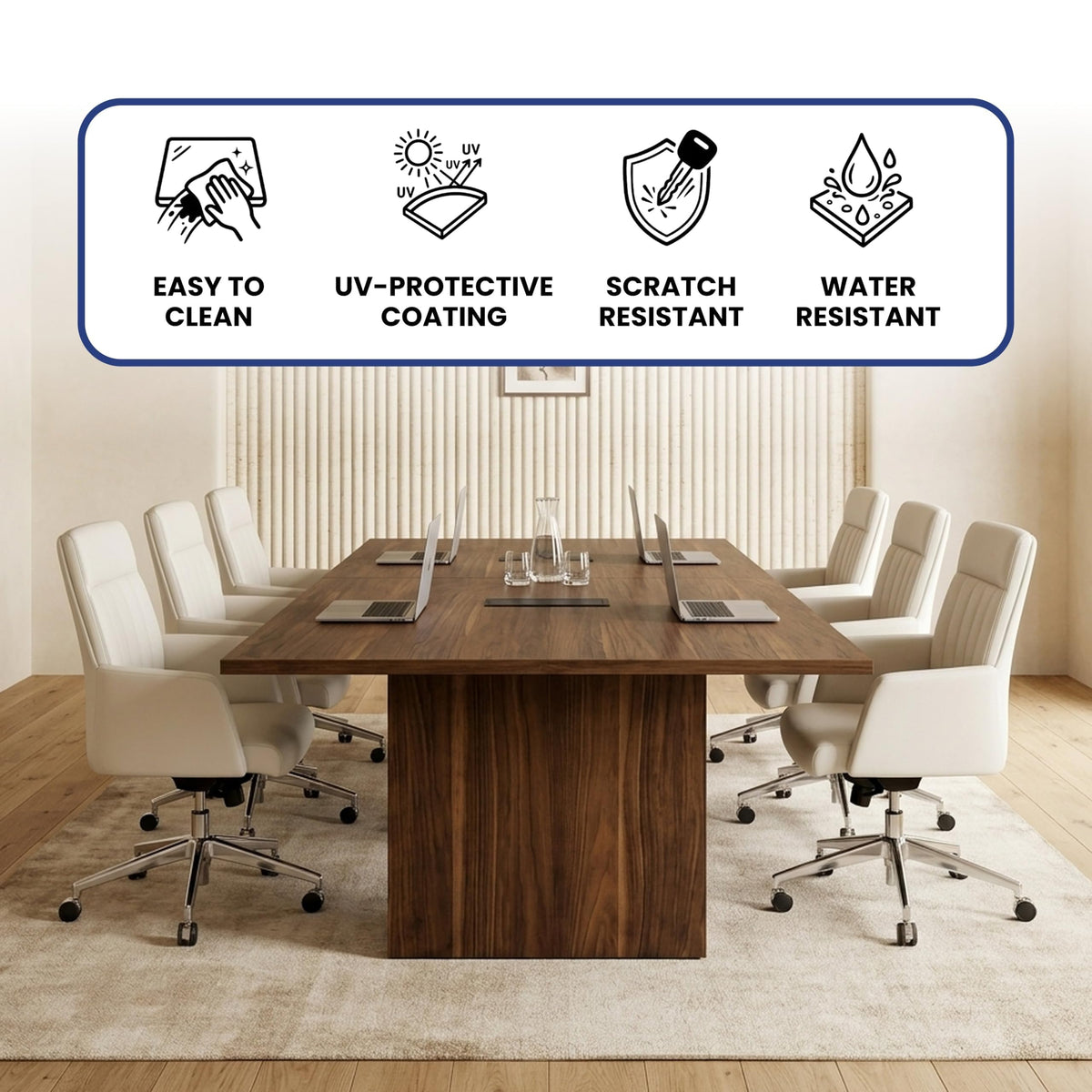 Walnut Conference Table with Power Management