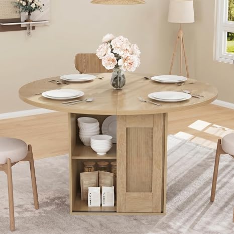 47" Round Dining Table with Storage