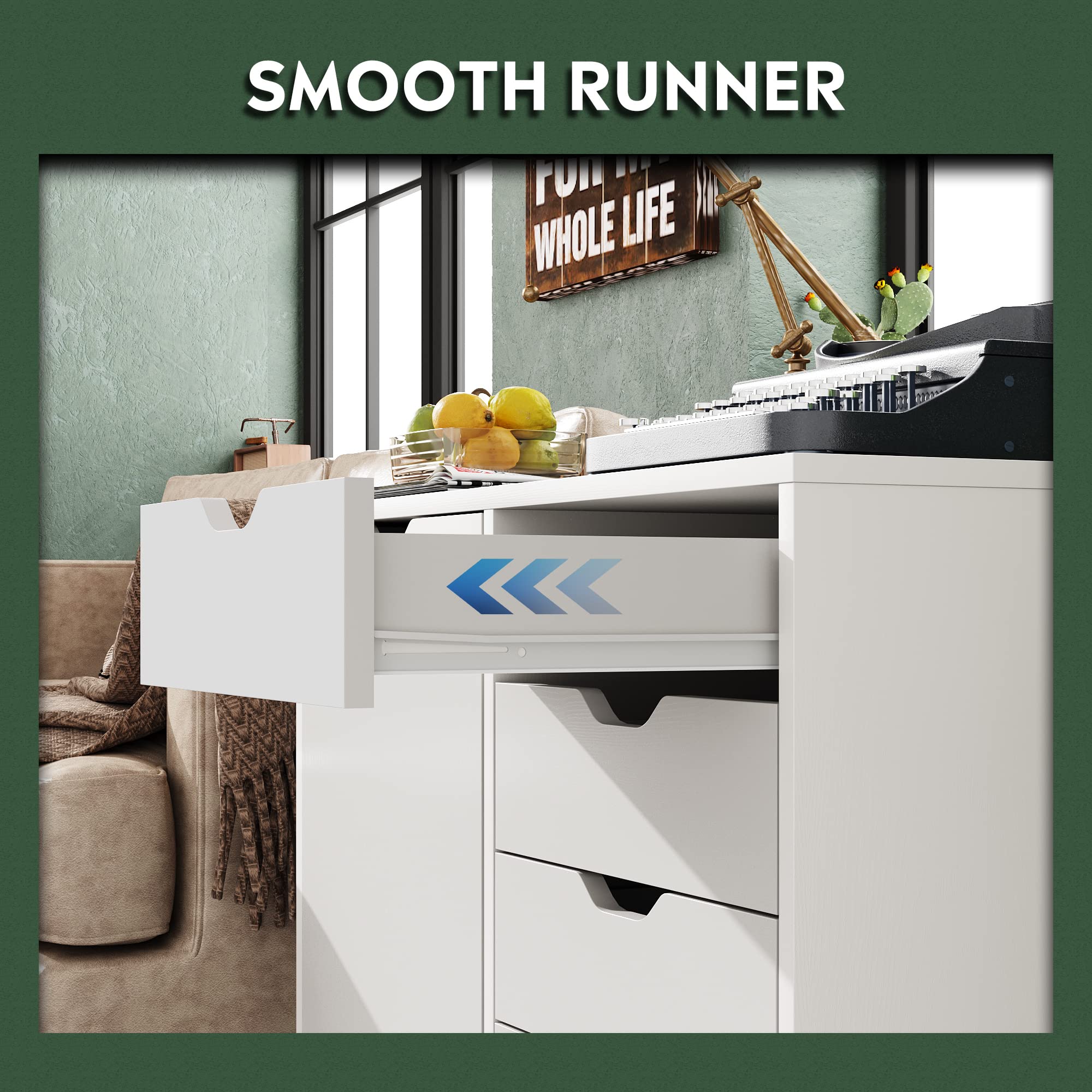 5-Drawer Printer Stand with Storage Cabinet