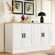 Anystyle 53" White Buffet Cabinet with Storage, Modern Kitchen Sideboard with 4 Doors & Adjustable Shelves, Entryway Credenza & TV Console Table for Living Room, Dining Room