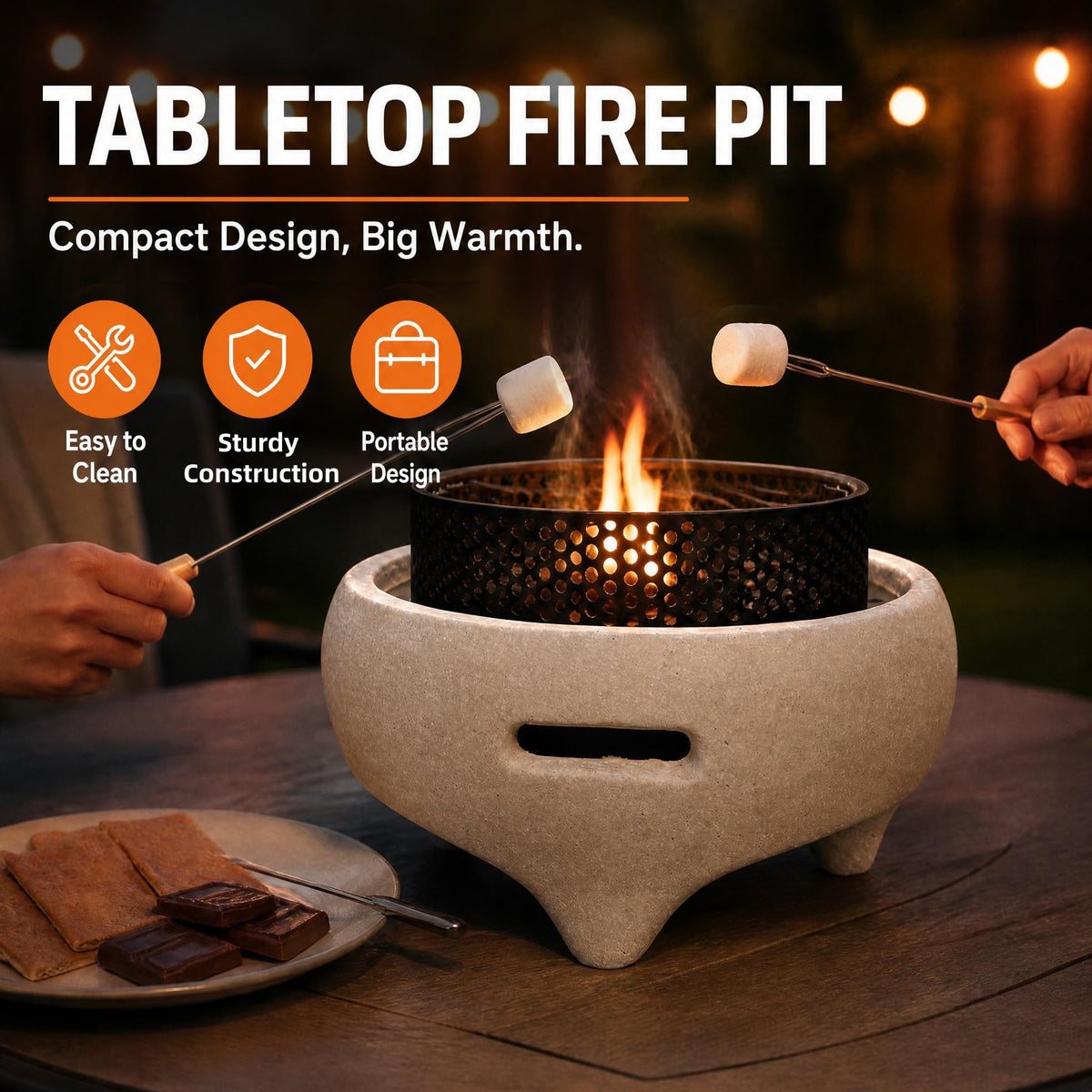 Fengblaze Tabletop Fire Pit Outdoor Safer Burning Mini Fireplace 11.81"