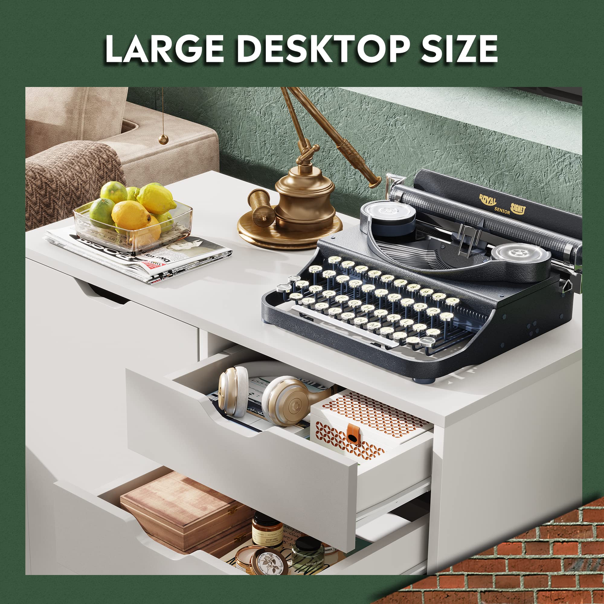 5-Drawer Printer Stand with Storage Cabinet