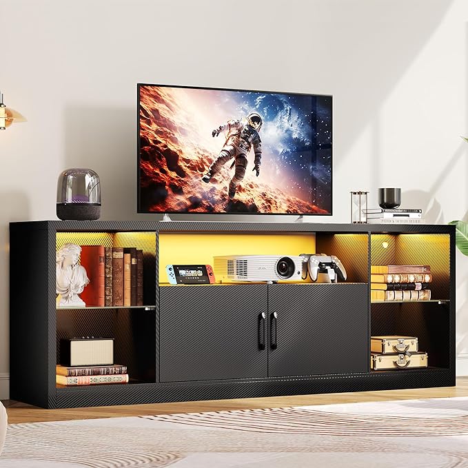 TV Stand with LED Lights & Power Outlet