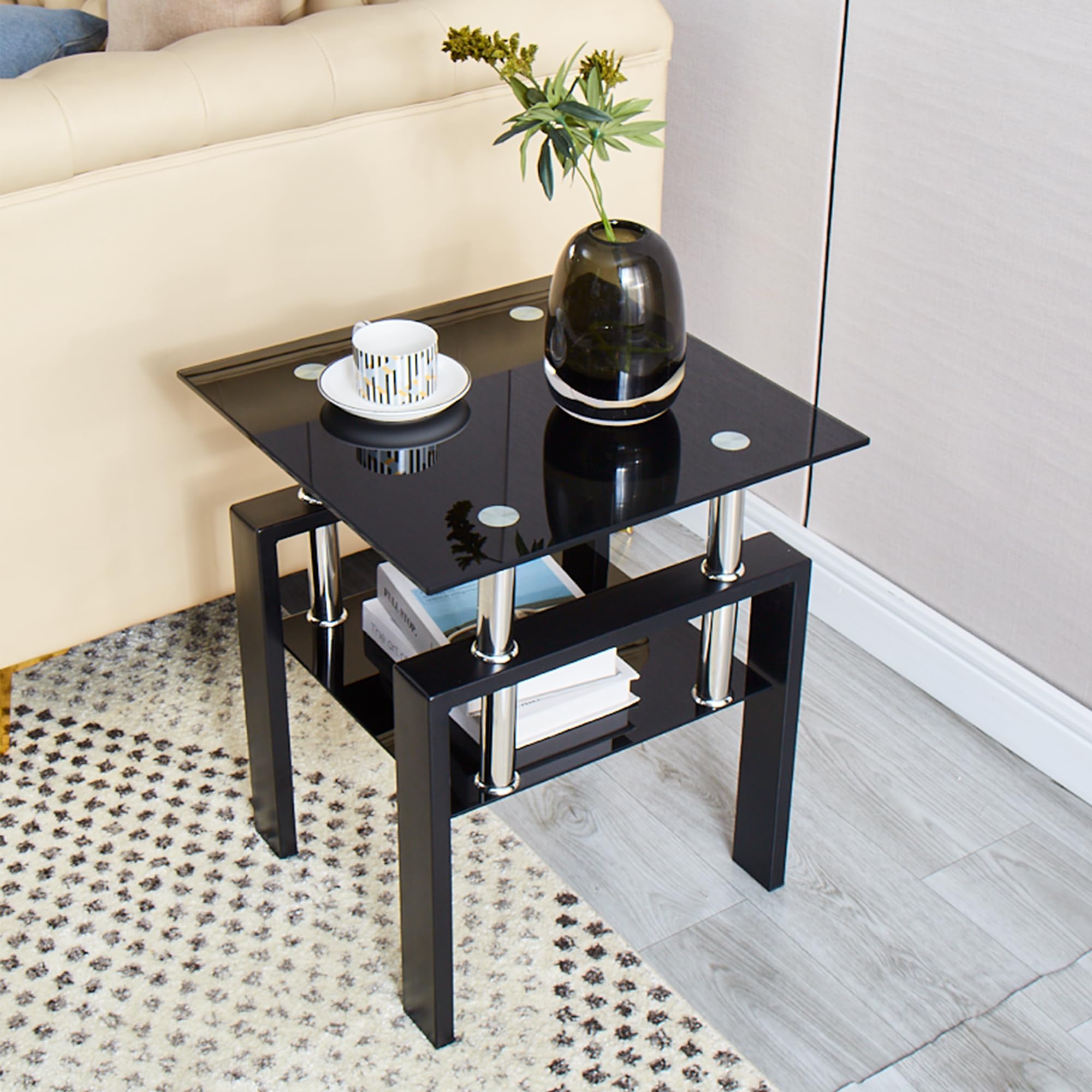 Glass Coffee Table Set of 3 with End Tables
