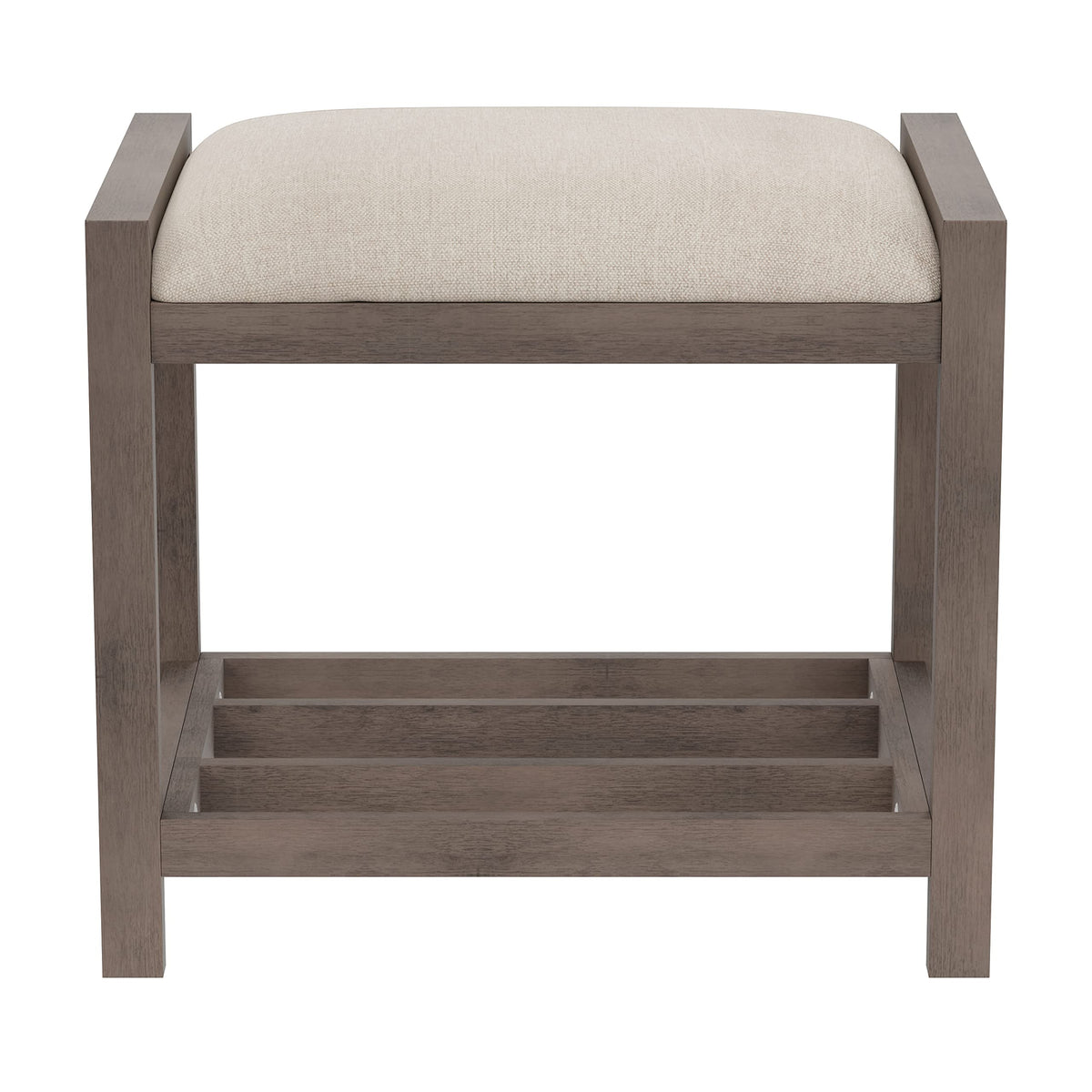 Upholstered Vanity Stool with Storage Shelf
